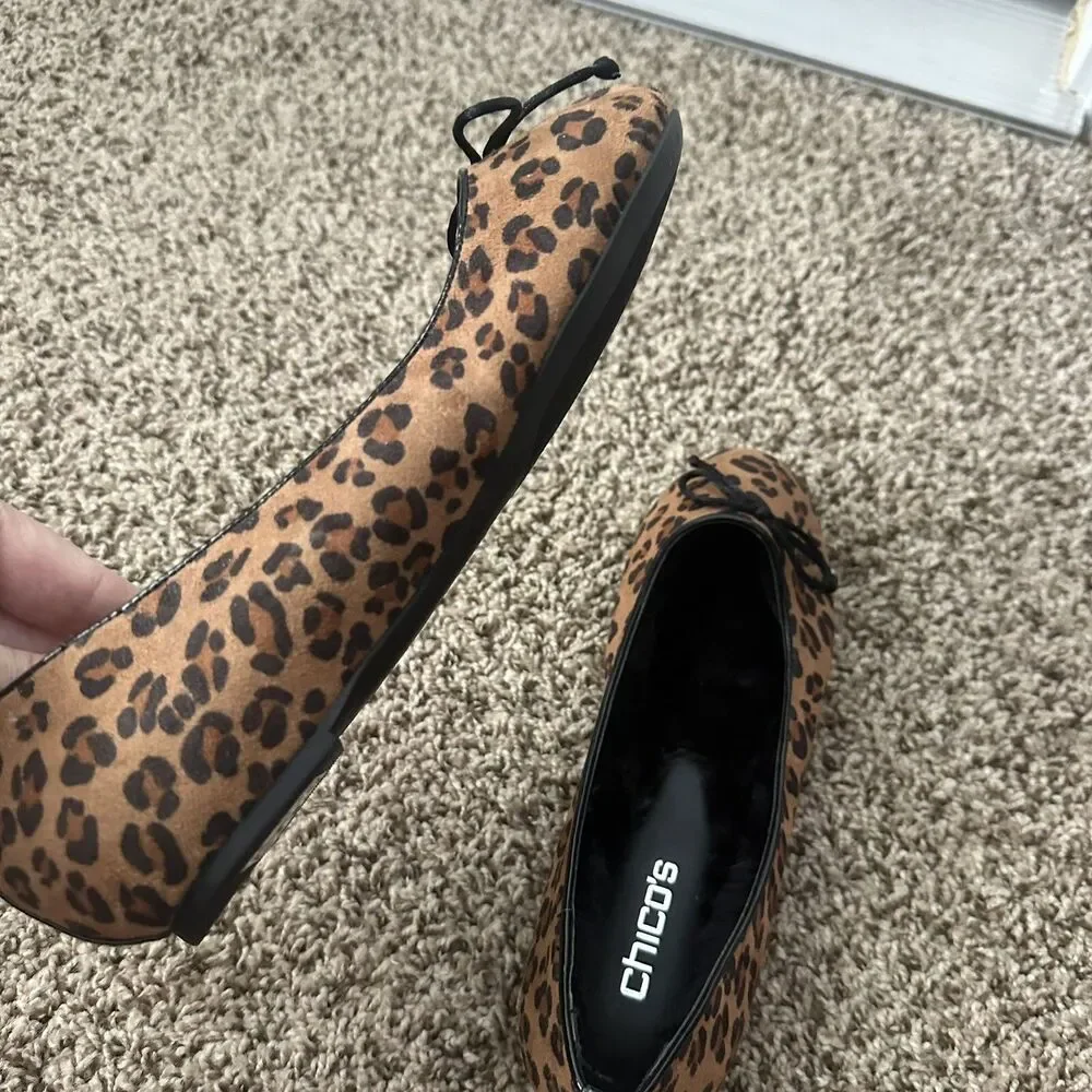 Chico’s Leopard Print Slip On Ballet Flat Shoes Size 7